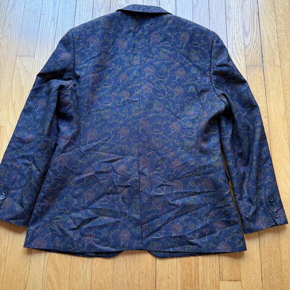 Harry Brown London Black Label Size 44R Navy Floral Skinny Fit Blazer Jacket - Picture 14 of 14